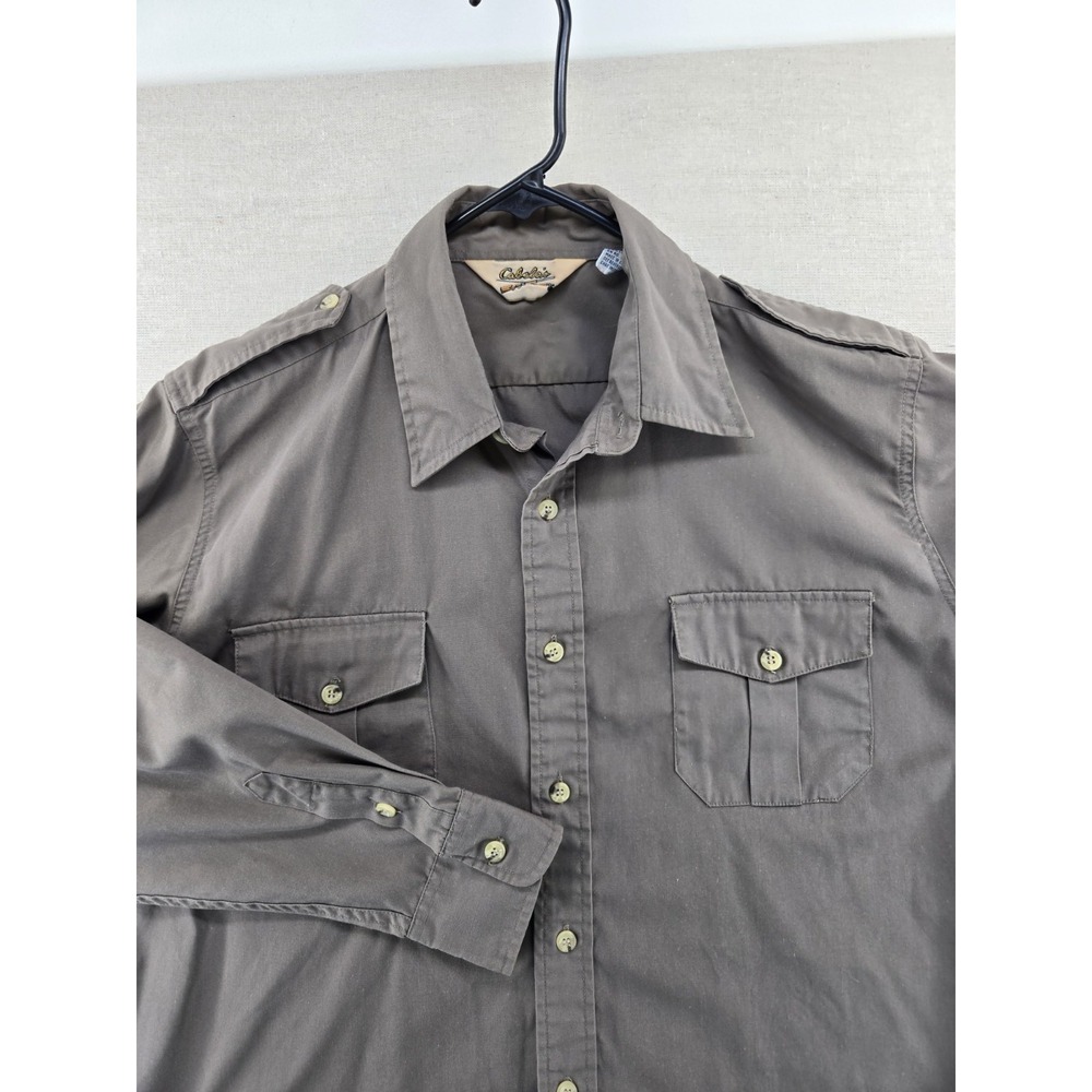 Vintage Cabela's Safari Men's Large Brown Hunting Button Expedition Shirt